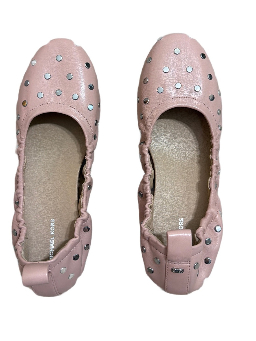 Michael Kors Pink Amy Studded Leather Ballet Flats